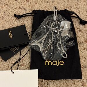 Maje Silver Eiffel Tower Charm Keyring brand new in packaging